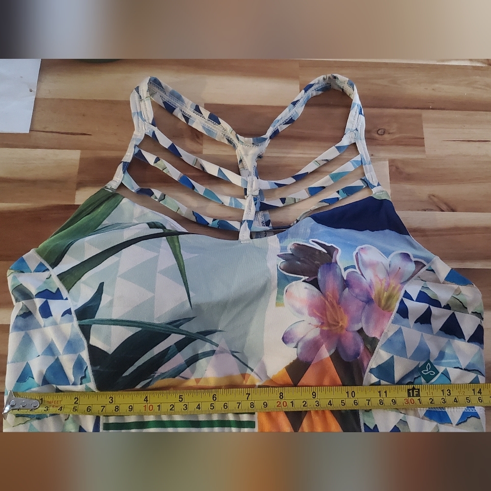 Floral and Geometric Print Sports Bra/Swimsuit